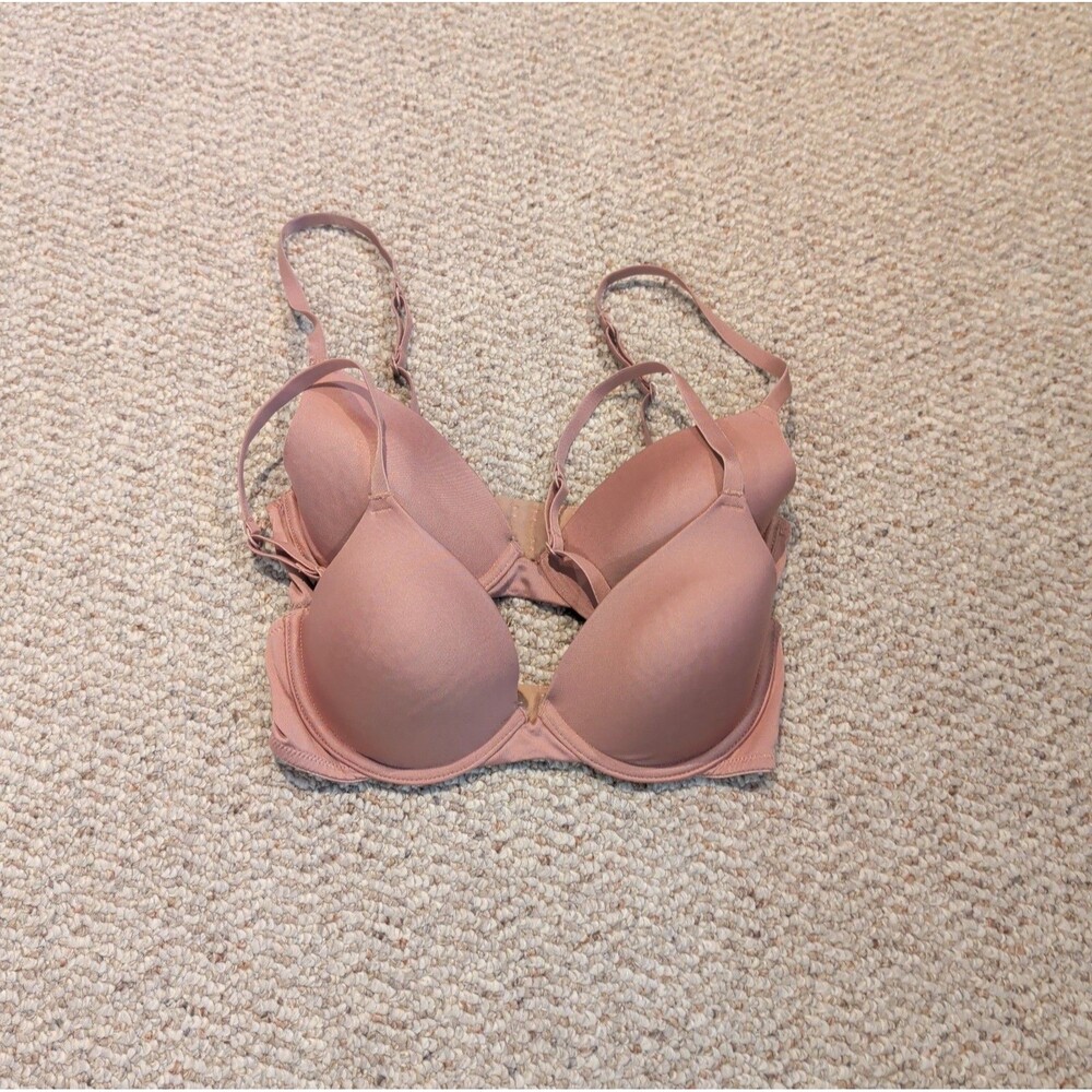 So Intimates Bra Womens 32B Tan T-Shirt Underwire Padded Adjustable Set of 2